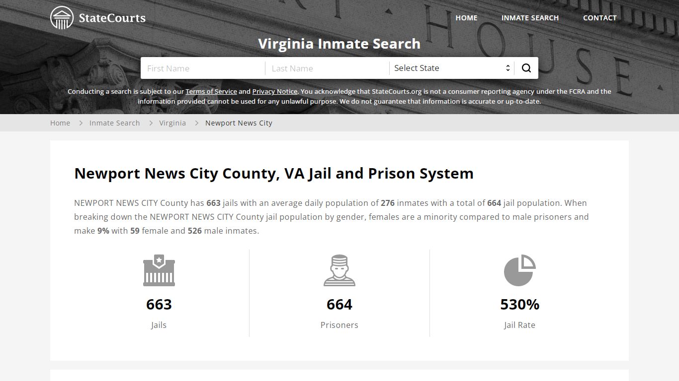 Newport News City County, VA Inmate Search - StateCourts